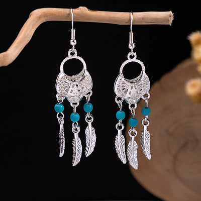 Olivenorma Retro Ethnic Style Bohemian Tassel Turquoise Earrings