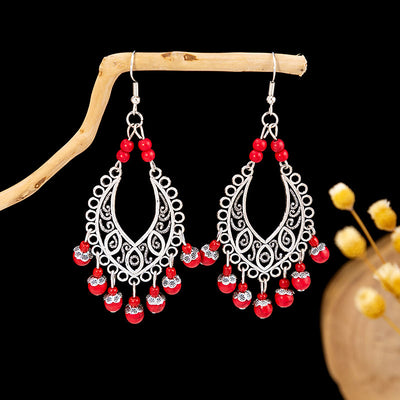 Olivenorma Retro Ethnic Style Bohemian Tassel Turquoise Earrings