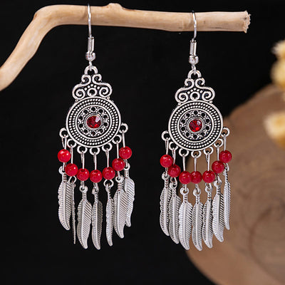 Olivenorma Retro Ethnic Style Bohemian Tassel Turquoise Earrings