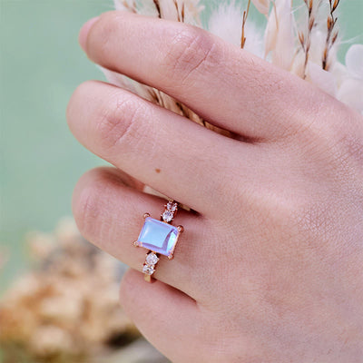 Olivenorma Square Cut Synthetic Moonstone Ring