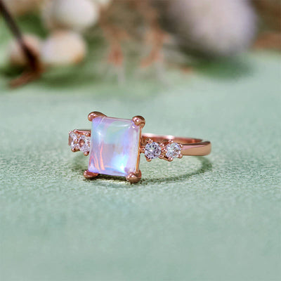Olivenorma Square Cut Synthetic Moonstone Ring
