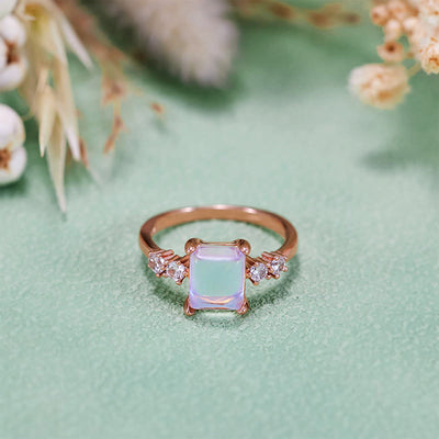 Olivenorma Square Cut Synthetic Moonstone Ring