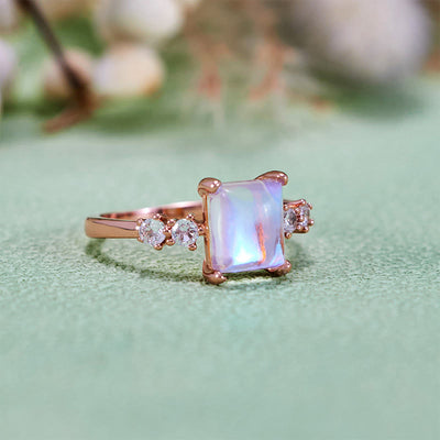 Olivenorma Square Cut Synthetic Moonstone Ring