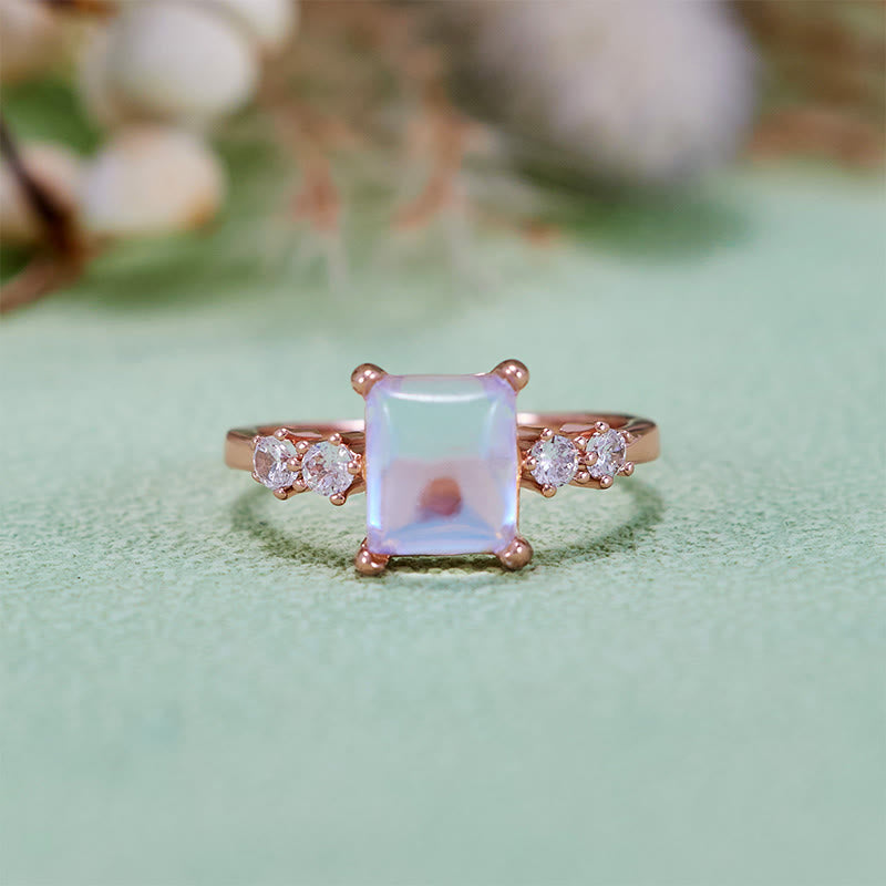 Olivenorma Square Cut Synthetic Moonstone Ring