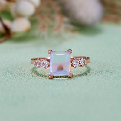 Olivenorma Square Cut Synthetic Moonstone Ring