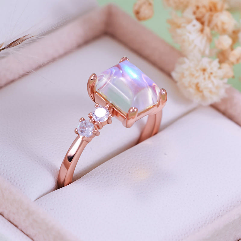 Olivenorma Square Cut Synthetic Moonstone Ring