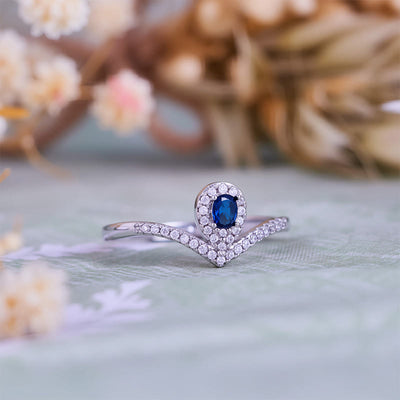 Olivenorma Teardrop Crown Blue Topaz Ring