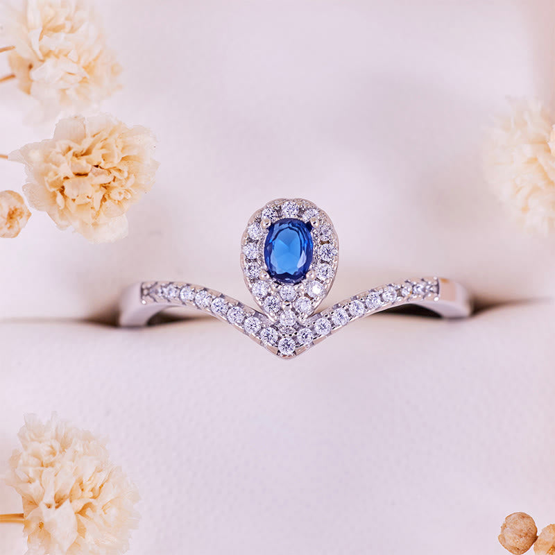 Olivenorma Teardrop Crown Blue Topaz Ring