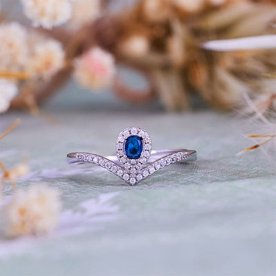 Olivenorma Teardrop Crown Blue Topaz Ring