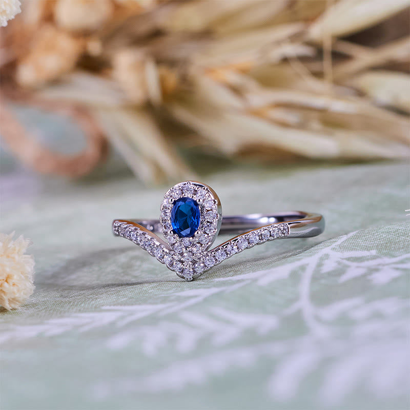 Olivenorma Teardrop Crown Blue Topaz Ring