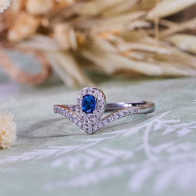 Olivenorma Teardrop Crown Blue Topaz Ring