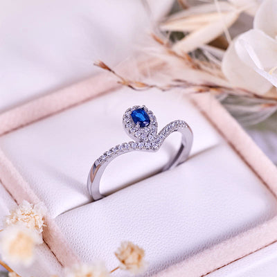 Olivenorma Teardrop Crown Blue Topaz Ring