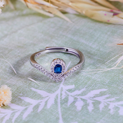 Olivenorma Teardrop Crown Blue Topaz Ring