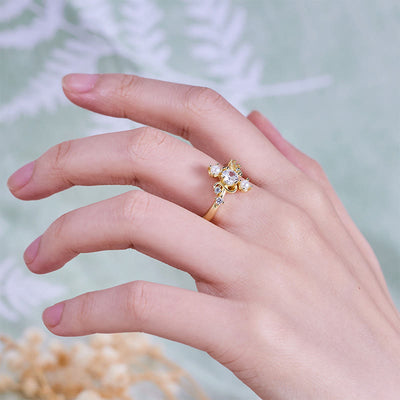 Olivenorma 'Compass' White Zircon Freshwater Pearl Ring