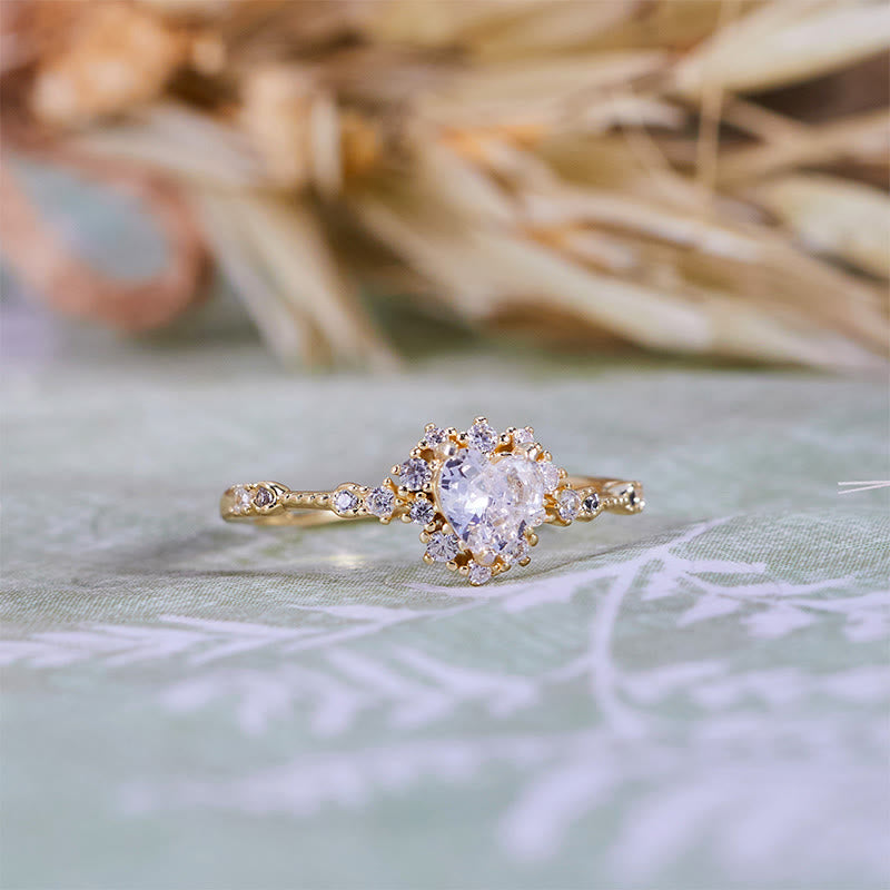 Olivenorma "Gypsophila" Simulated Diamond Heart Ring