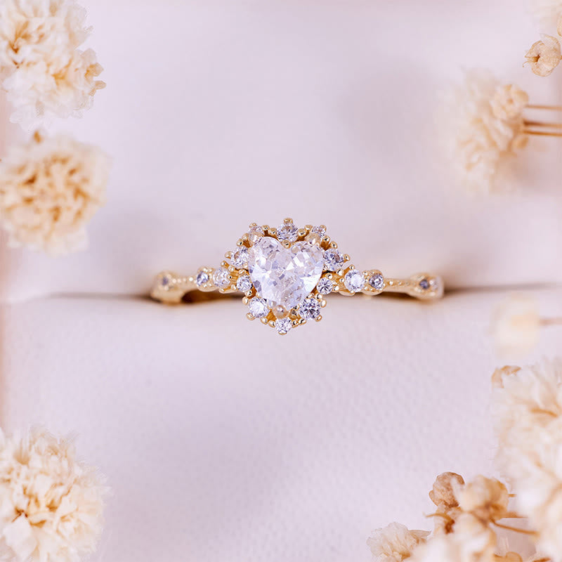Olivenorma "Gypsophila" Simulated Diamond Heart Ring
