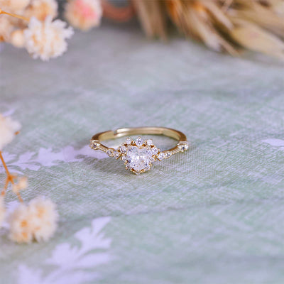 Olivenorma "Gypsophila" Simulated Diamond Heart Ring