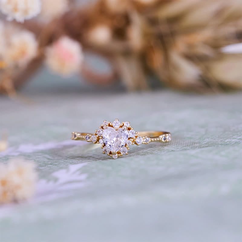 Olivenorma "Gypsophila" Simulated Diamond Heart Ring