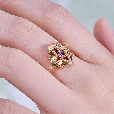 Olivenorma Amethyst Palace Retro Carved Design Ring