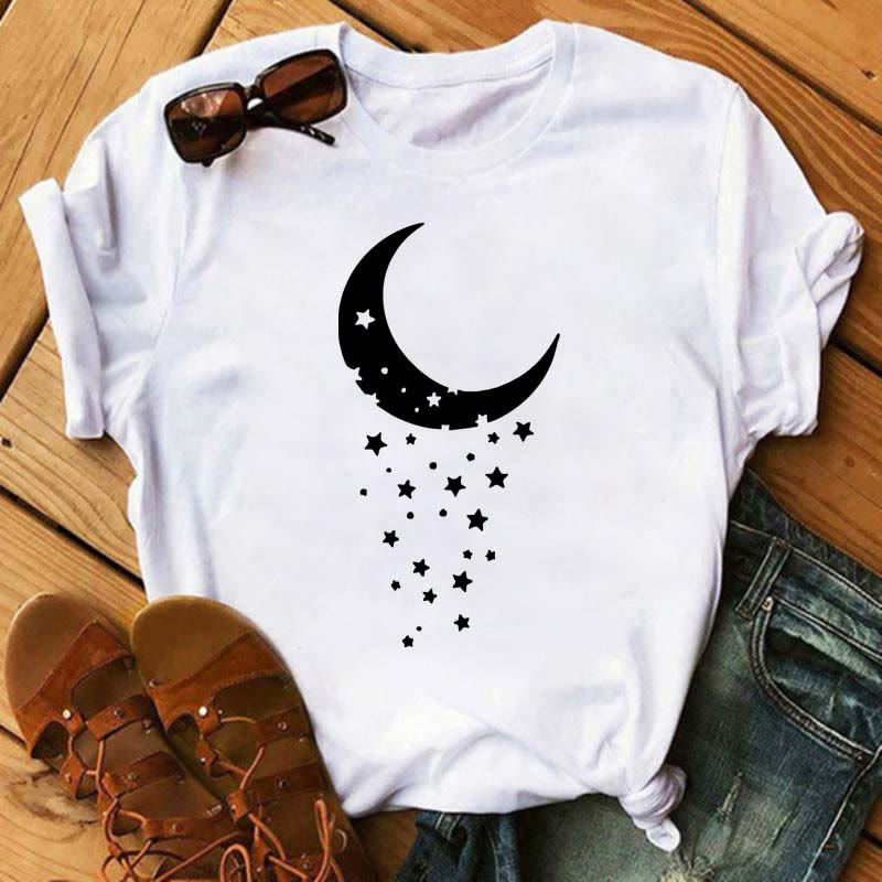 Olivenorma Cotton Moon Butterfly Printed T-Shirt