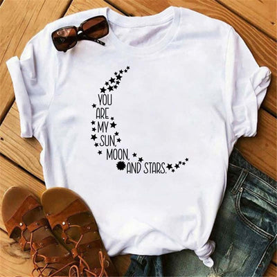 Olivenorma Cotton Moon Butterfly Printed T-Shirt