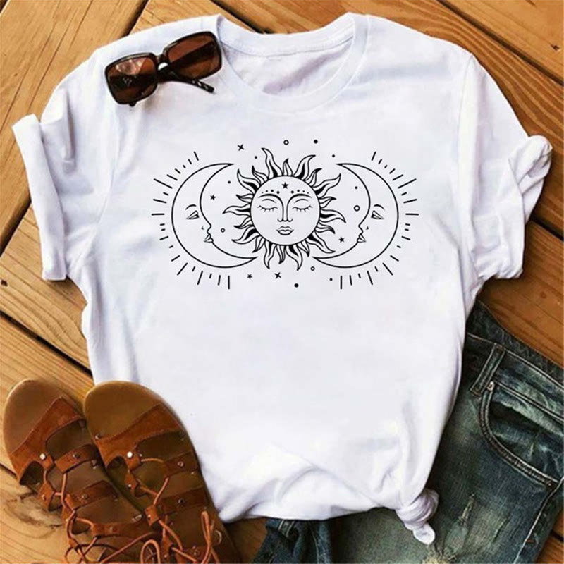 Olivenorma Cotton Moon Butterfly Printed T-Shirt