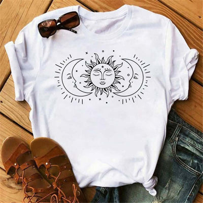Olivenorma Cotton Moon Butterfly Printed T-Shirt