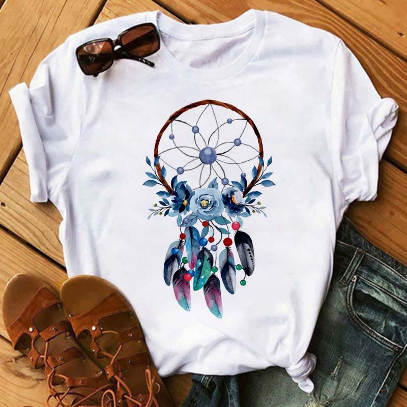 Olivenorma Cotton Dreamcatcher Tree Of Life Printed T-Shirt