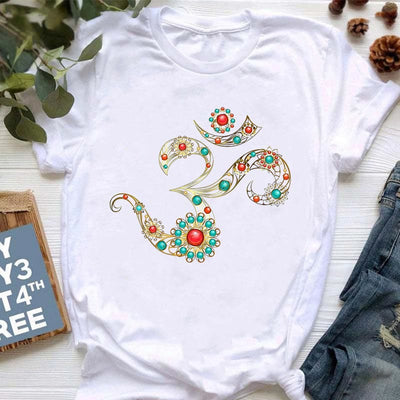 Olivenorma Meditation Hamsa Buddha Lotus Printed T-Shirt