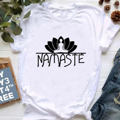 Olivenorma Meditation Hamsa Buddha Lotus Printed T-Shirt