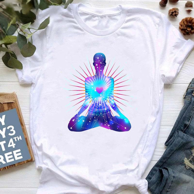 Olivenorma Meditation Hamsa Buddha Lotus Printed T-Shirt