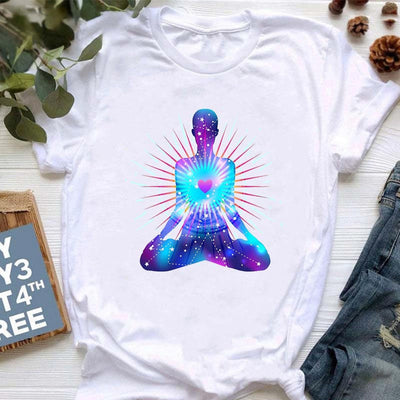 Olivenorma Meditation Hamsa Buddha Lotus Printed T-Shirt