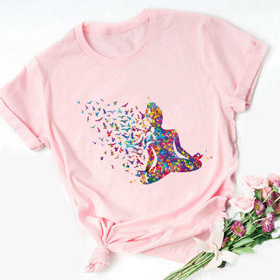Olivenorma Colorful Buddha Meditation Yoga Printed T-Shirt
