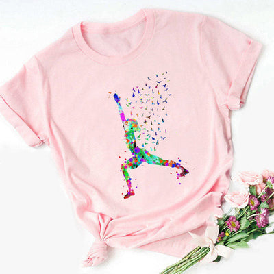 Olivenorma Colorful Buddha Meditation Yoga Printed T-Shirt