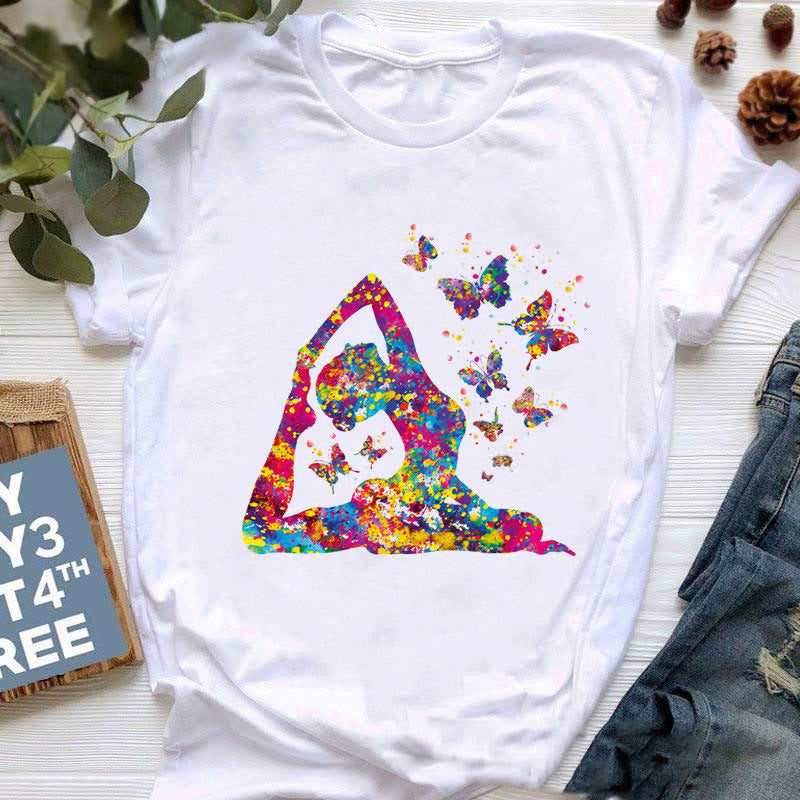 Olivenorma Colorful Buddha Meditation Yoga Printed T-Shirt