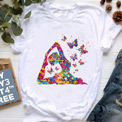 Olivenorma Colorful Buddha Meditation Yoga Printed T-Shirt