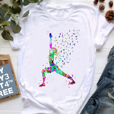 Olivenorma Colorful Buddha Meditation Yoga Printed T-Shirt