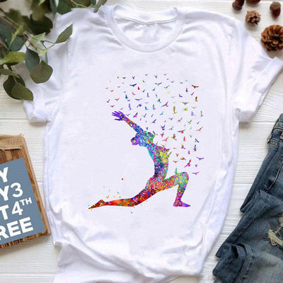Olivenorma Colorful Buddha Meditation Yoga Printed T-Shirt