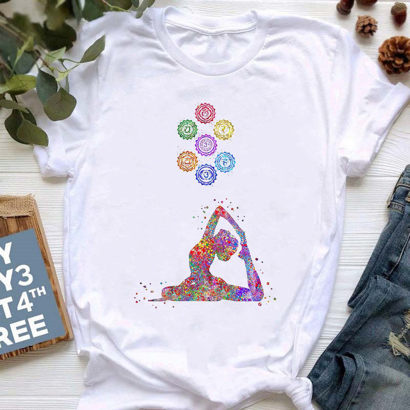 Olivenorma Yoga Meditation Top Colorful Printed T-Shirt