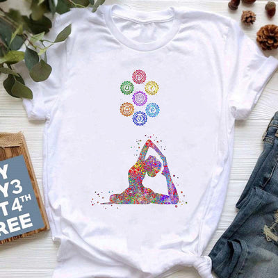 Olivenorma Yoga Meditation Top Colorful Printed T-Shirt