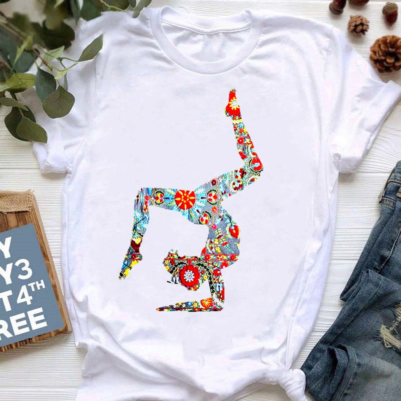 Olivenorma Yoga Meditation Top Colorful Printed T-Shirt