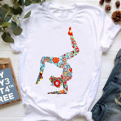 Olivenorma Yoga Meditation Top Colorful Printed T-Shirt