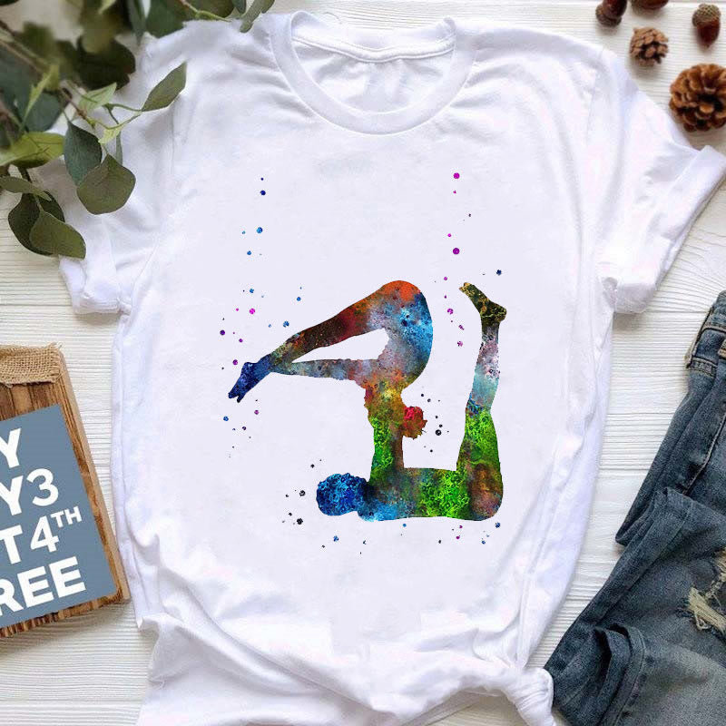 Olivenorma Yoga Meditation Top Colorful Printed T-Shirt