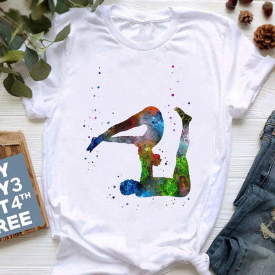 Olivenorma Yoga Meditation Top Colorful Printed T-Shirt