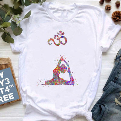 Olivenorma Yoga Meditation Top Colorful Printed T-Shirt