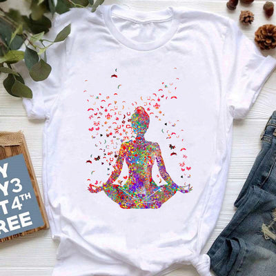 Olivenorma Yoga Meditation Top Colorful Printed T-Shirt