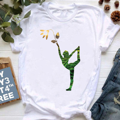 Olivenorma Yoga Meditation Top Colorful Printed T-Shirt