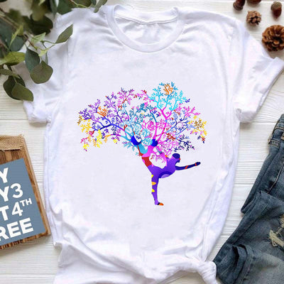 Olivenorma Yoga Meditation Top Colorful Printed T-Shirt
