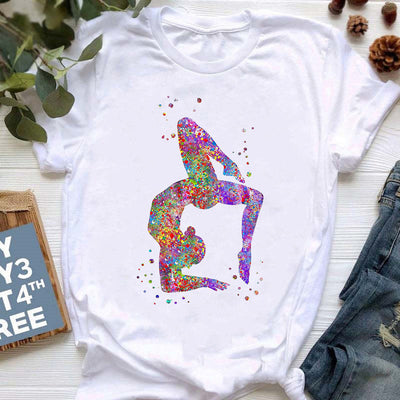 Olivenorma Yoga Meditation Top Colorful Printed T-Shirt