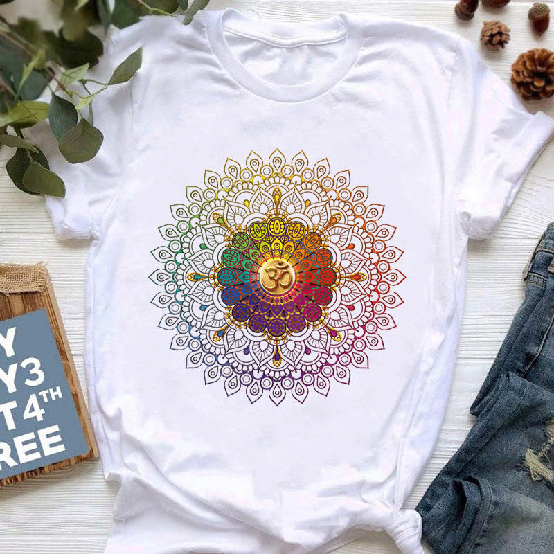 Olivenorma Yoga Meditation Top Colorful Printed T-Shirt